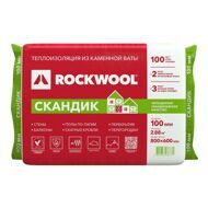 Утеплитель ROCKWOOL лайт баттс СКАНДИК 800х600х100 мм, (2.88, 0.288м³)